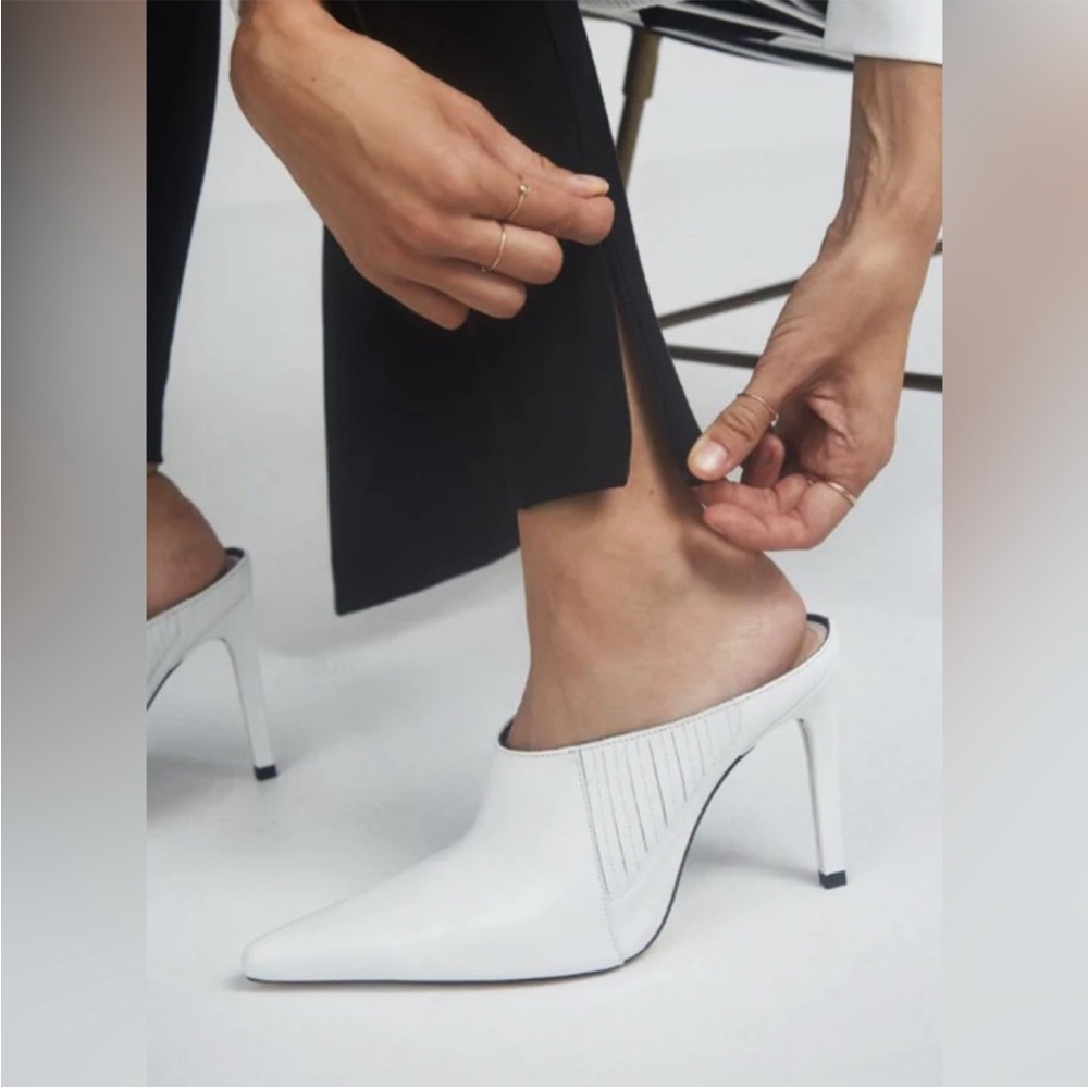 Zara Leather High Heel Mule Pump Court Shoes
